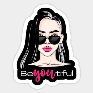 Be-YOU-Tiful - Beautiful, Motivational Phrase Positive Quote Sticker